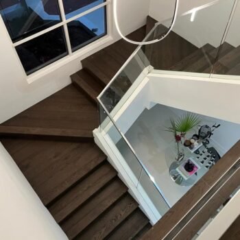 Luigi dark brown hard wood floor in stairs